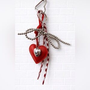 Heart Keychain with Silver Accents